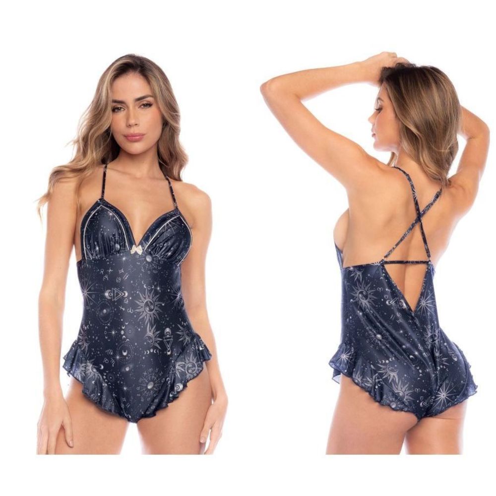 Mapale 7586 Sleep Romper Color Sapphire Blue Prints